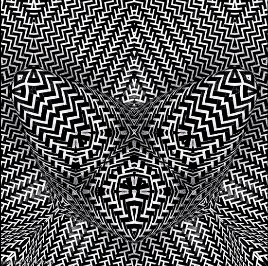 Op Art Heart Print Black and White Abstract Print Photo For Abstract Art Blog